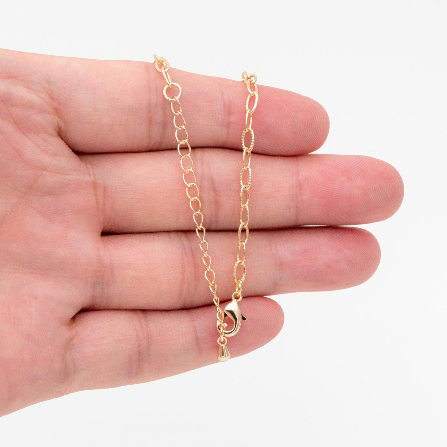 Gold/ Silver Oval Cable Chains 3mm, Finished Bracelet/ Anklet/ Necklace with Extender Chain, Ready to Wear (#LK-333-3)