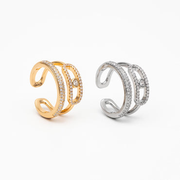 4pcs CZ Pave Double Band Circle Ring, Evil Eye Ring, Weeding Ring, Fashion Rings, Dainty Rings, Adjustable Ring (#GB-4612)