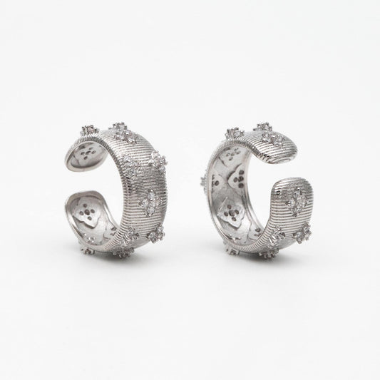 4pcs CZ Pave Gold/ Silver Tone Flower Finger Ring, Everyday Ring, Modern Style Ring, Fashion Rings, Dainty Rings (#GB-4611)