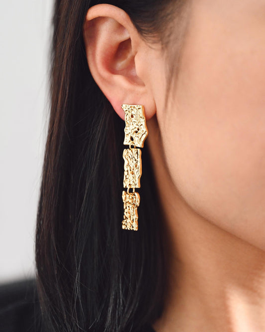 4pcs Gold Irregular Rectangle Earring 59mm, 18K Gold plated Brass, Dangle Earring Findings (#GB-3424)