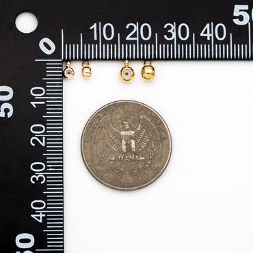 20pcs Rondelle Rubber Stopper Beads with Loop, 3mm/ 4mm, Gold plated Brass Charm Holder Connector (GB-345)