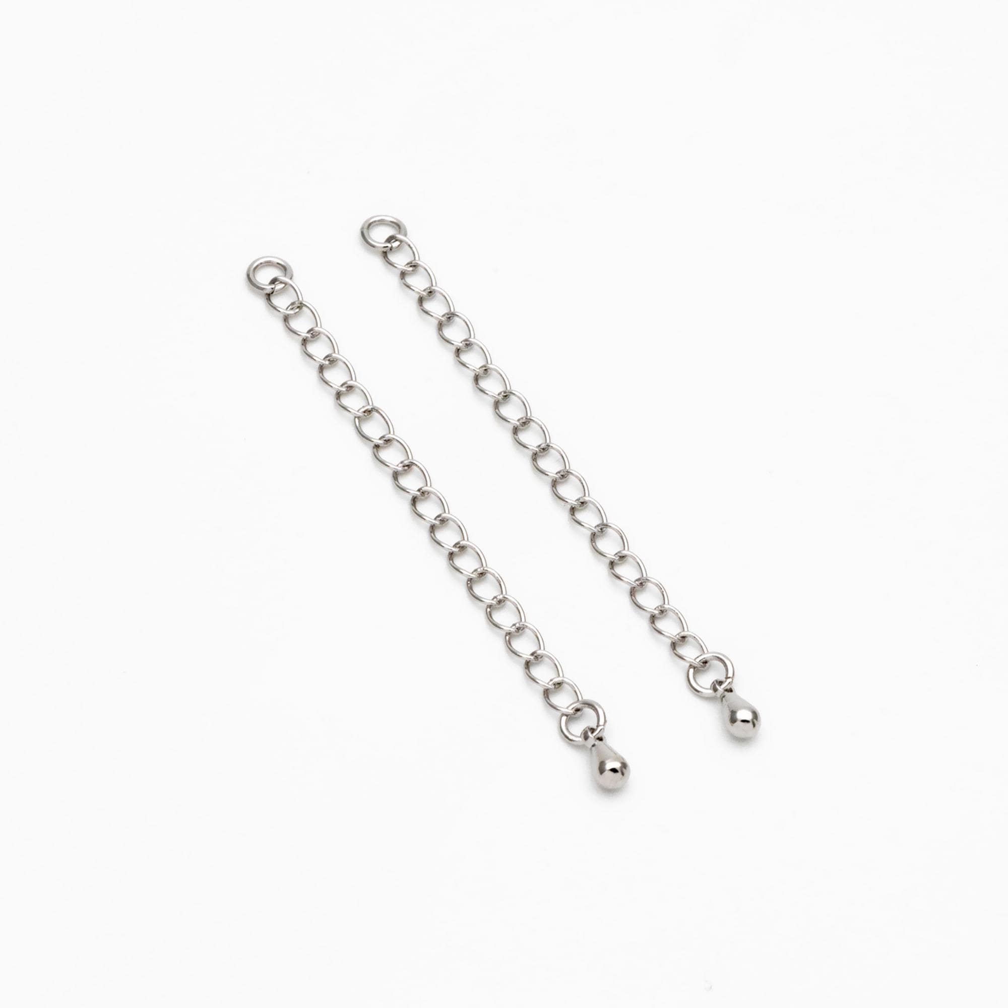 10pcs Extender Chain with Teardrop Charm End 60mm, Gold/ Rhodium/ Rose Gold plated Brass, Extension Chain with Jump Rings (GB-100-A)