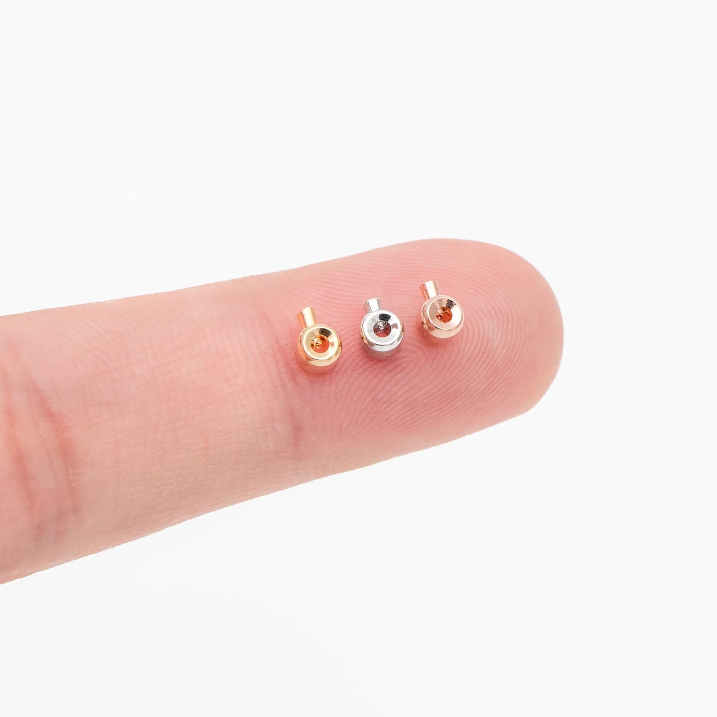 10pcs Gold/ Silver/ Rose Gold Crimp Beads, Rondelle Crimp 3x2mm, Fit Soft Wire/ Cord Only (GB-400)