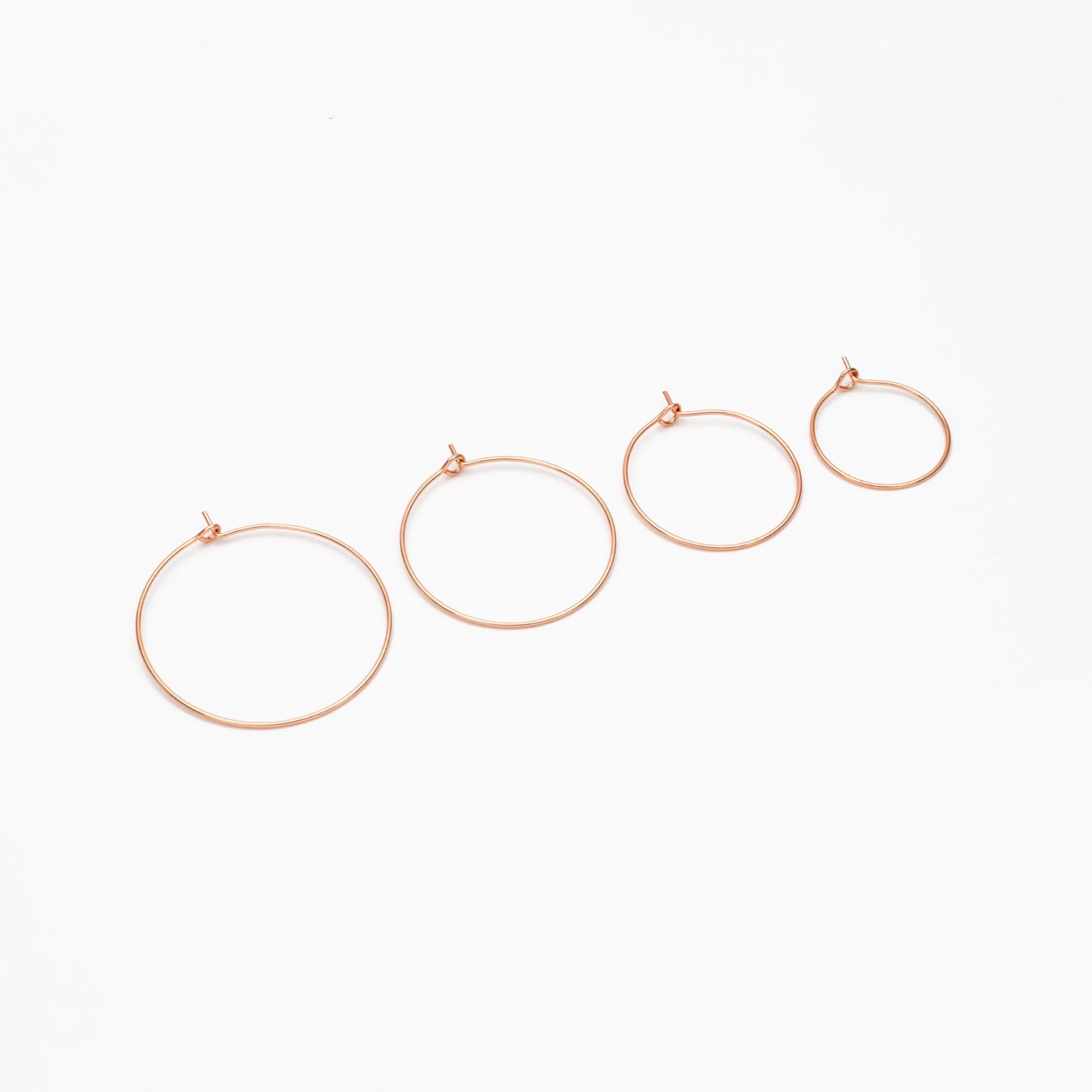 20pcs Gold/ Silver/ Rose Gold Hoop Ear Wire, Gold/ Rhodium plated Brass Hoop Earrings, 20/ 25/ 30/ 35mm by 0.7mm (GB-252)
