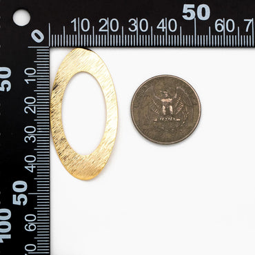 10pcs Brushed Gold Oval Pendants 46x23mm, 18K Gold plated Brass, Geometric Oval Circle Charms (GB-3817-O)