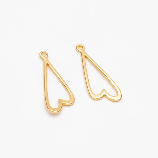 10pcs Gold plated Brass Heart Charm Pendants (GB-432)