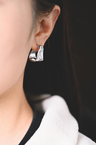 10pcs Gold/ Silver Chunky Earring, Hammered Hoops, Thick Hoop Earrings (GB-2043)