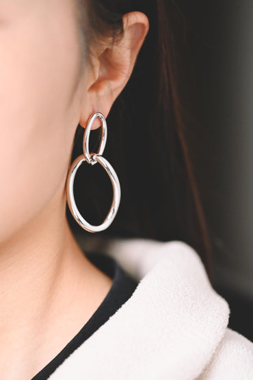 4pcs Gold / Silver Tone Long Oval Ear Posts, 18K Gold/ Rhodium plated Brass, Minimalist Earrings (GB-2045)