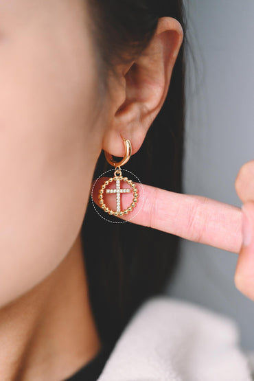 10pcs Gold plated Brass Cross Charm, CZ pave Cross Pendants 16mm (GB-2084)