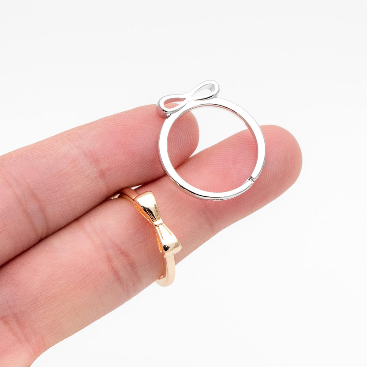 4pcs Gold/ Silver Tone Bowknot Ring, Thin Ring, Everyday Ring, Fashion Rings, Dainty Rings, Adjustable Ring (#JZ-061)