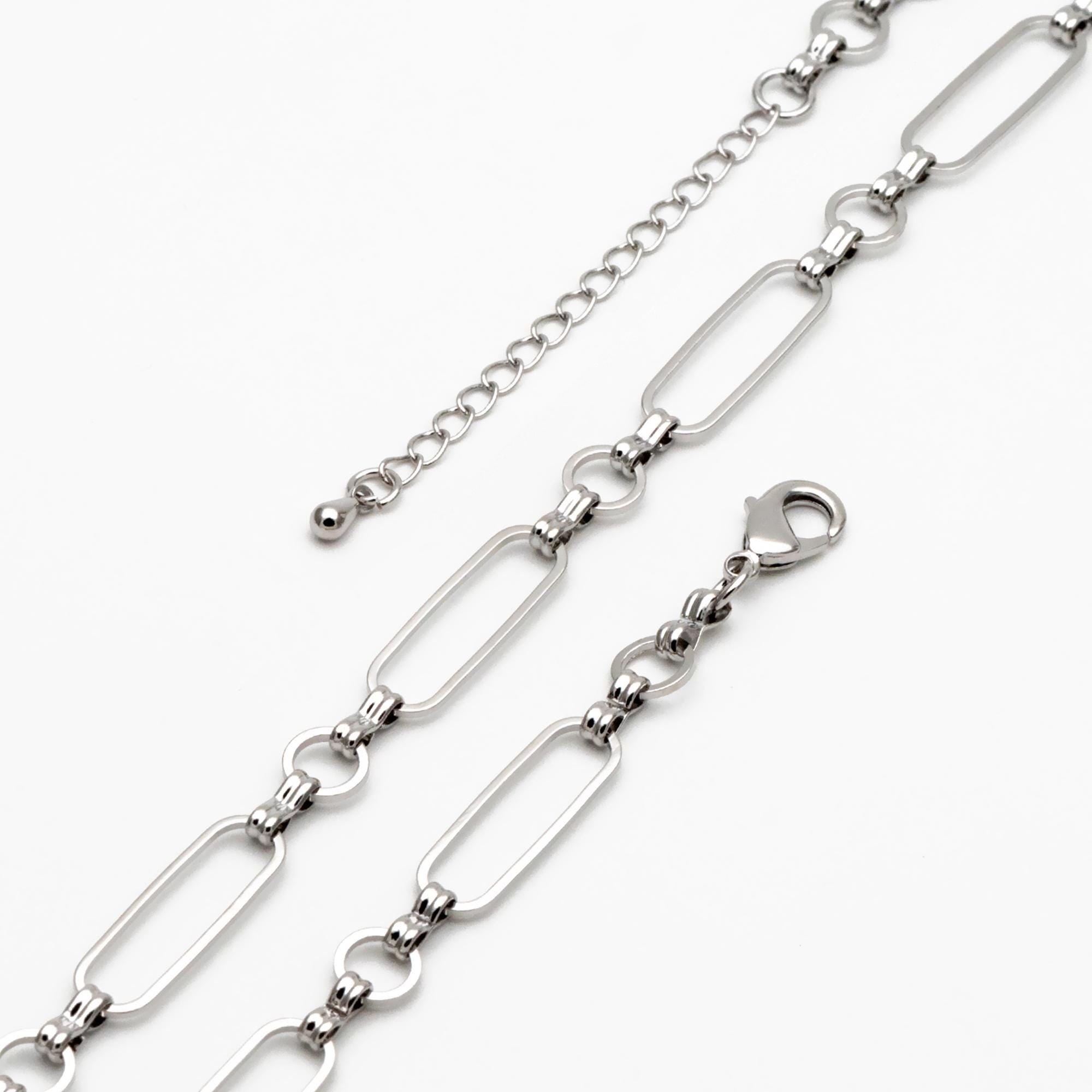 Gold/ Rhodium Long Oval Link Chain, Adjustable Bracelet/ Anklet/ Necklace, Ready to Wear (LK-435)