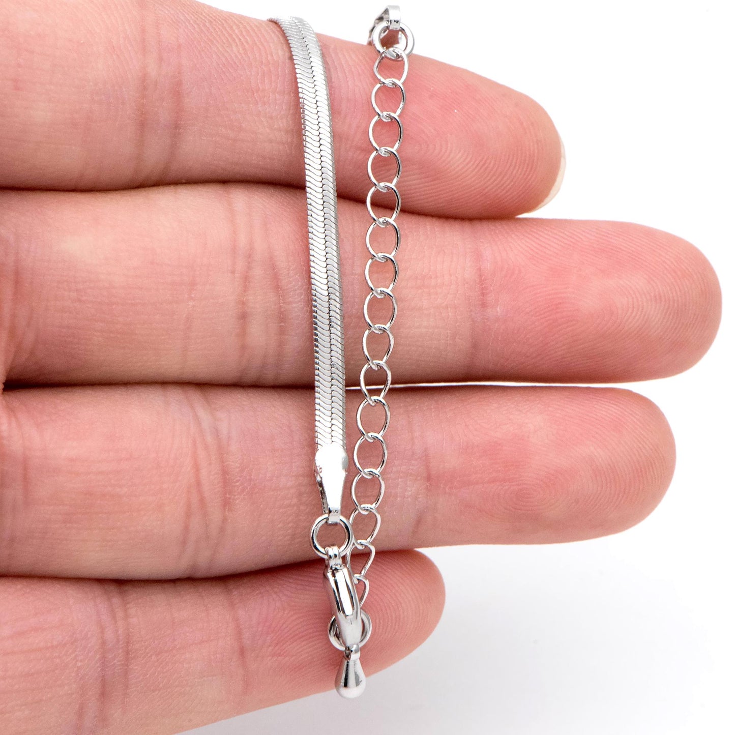 Gold/ Silver Tone Flat Snake Chain Braceket/ Necklaces, Adjustable with Extender Chain, Ready to Wear (#LK-488)