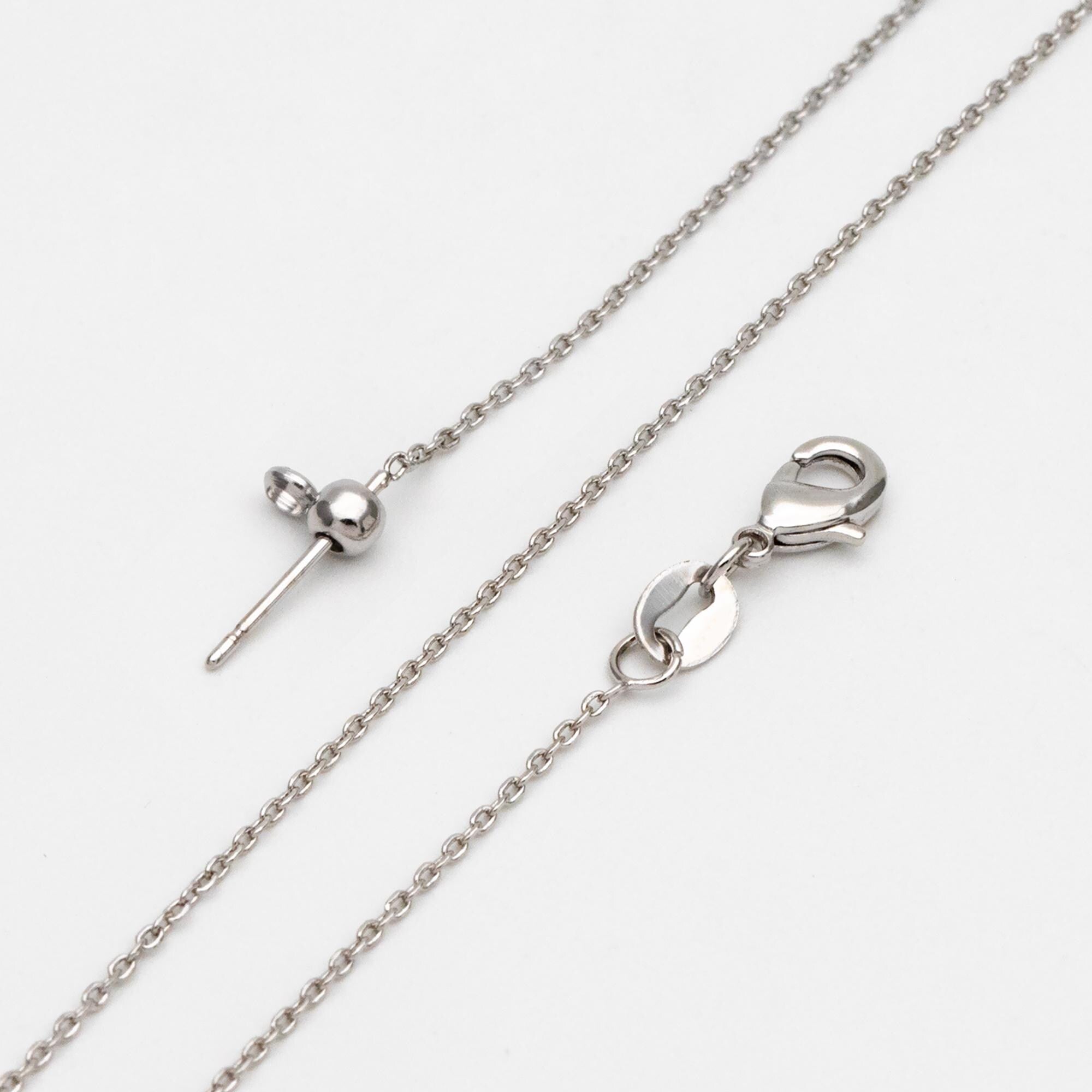 Gold/ Silver Cable Chain Adjustable Necklace 1mm, Gold/ Rhodium plated Brass Finished Dainty Necklace, 19.5 Inch Ready to Wear (#LK-587)