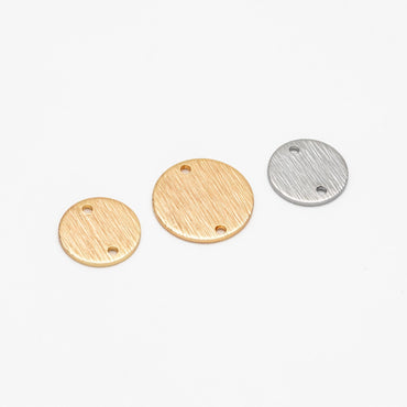 10pcs Brushed Gold/ Silver Tone Disc Circle Connectors 12/ 15mm, Gold/ Rhodium plated Brass Round Coin Disk Charms (GB-3817)