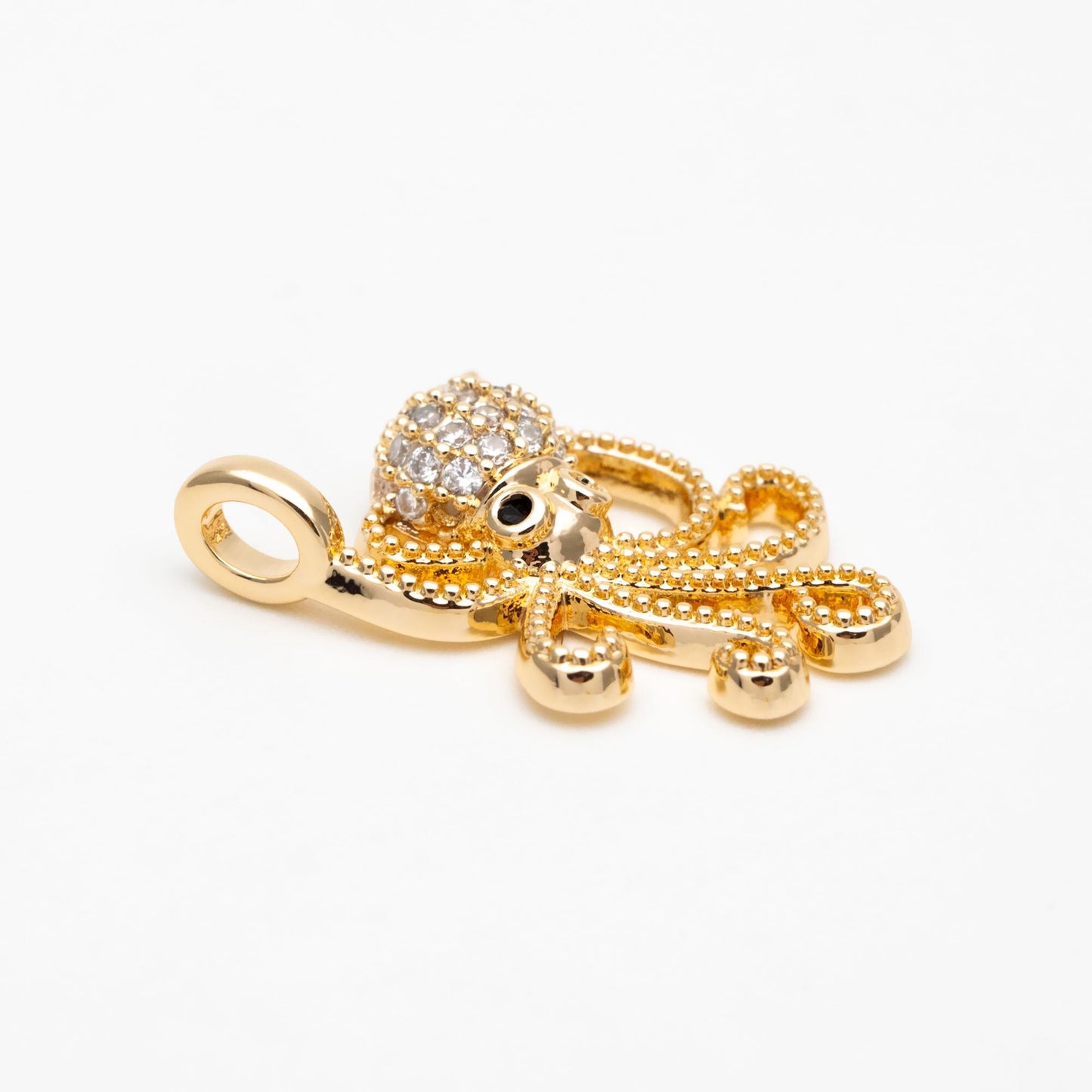 4pcs CZ Pave Gold Octopus Charms, Gold plated Brass, Ocean Animal Charm, Earring Charm, DIY Supplies Wholesale (GB-4288-C)