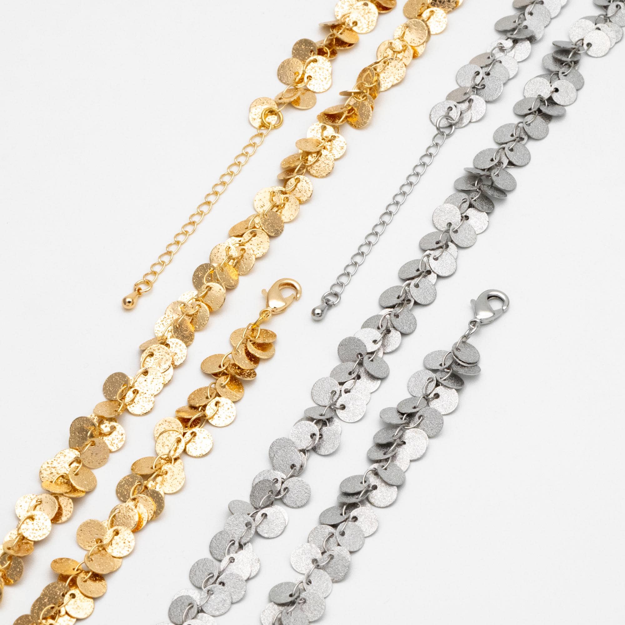 Gold/ Silver Tone Round Disc Chains 6mm, Finished Bracelet/ Anklet/ Necklace with Extender, Ready to Wear (#LK-212)