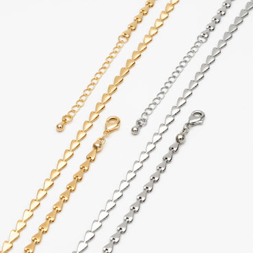 Gold/ Silver Tone Triangle Chain 3mm, Finished Bracelet/ Anklet/ Necklace with Extender Chain, Ready to Wear (#LK-239)