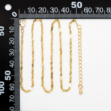 Gold Twisted Chain 2mm, Finished Bracelet/ Anklet/ Necklace with Extender Chain, Ready to Wear (#LK-448)