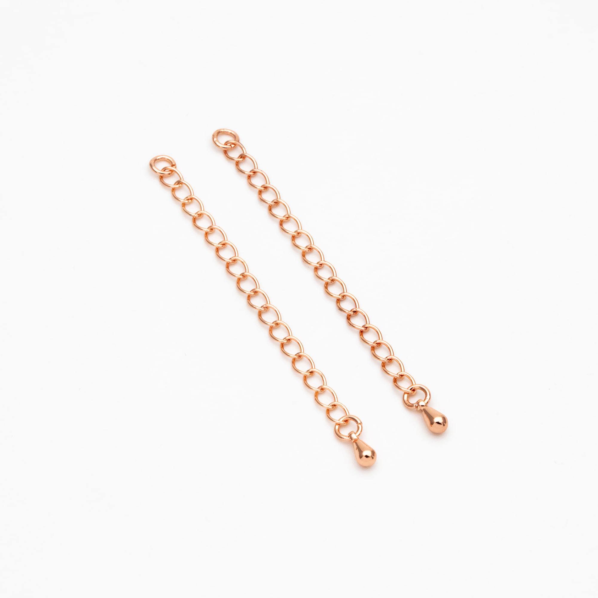 10pcs Extender Chain with Teardrop Charm End 60mm, Gold/ Rhodium/ Rose Gold plated Brass, Extension Chain with Jump Rings (GB-100-A)