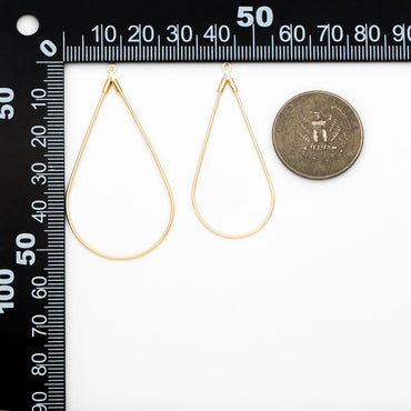 10pcs Gold Teardrop Wire Pendants 45/ 51mm, Real Gold plated Brass Drop Geometric Charms, Can Open to Thread Beads (GB-381)