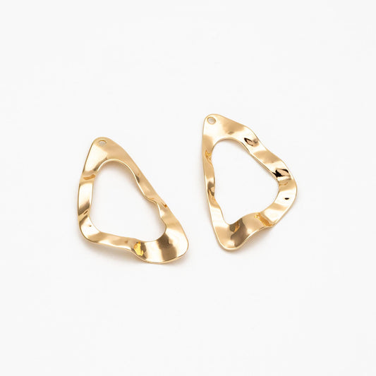 10pcs Hammered Triangle Circle Charms 33mm, Gold/ Silver Irregular Triangle Pendants (GB-402-H)