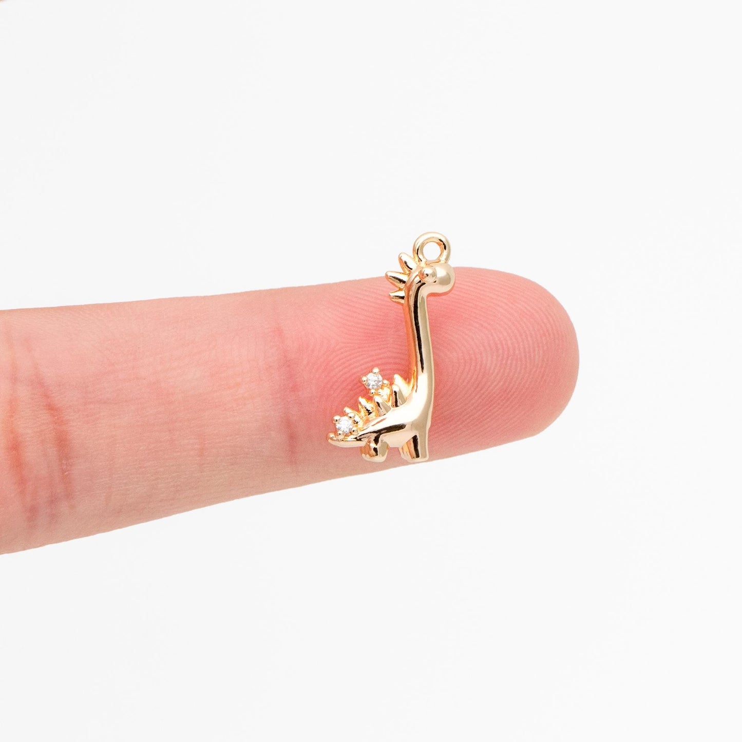 4pcs CZ Pave Gold Dinosaur Charm, Jewelry Making, Diy Material, Jewelry Supplies (GB-2074-F)