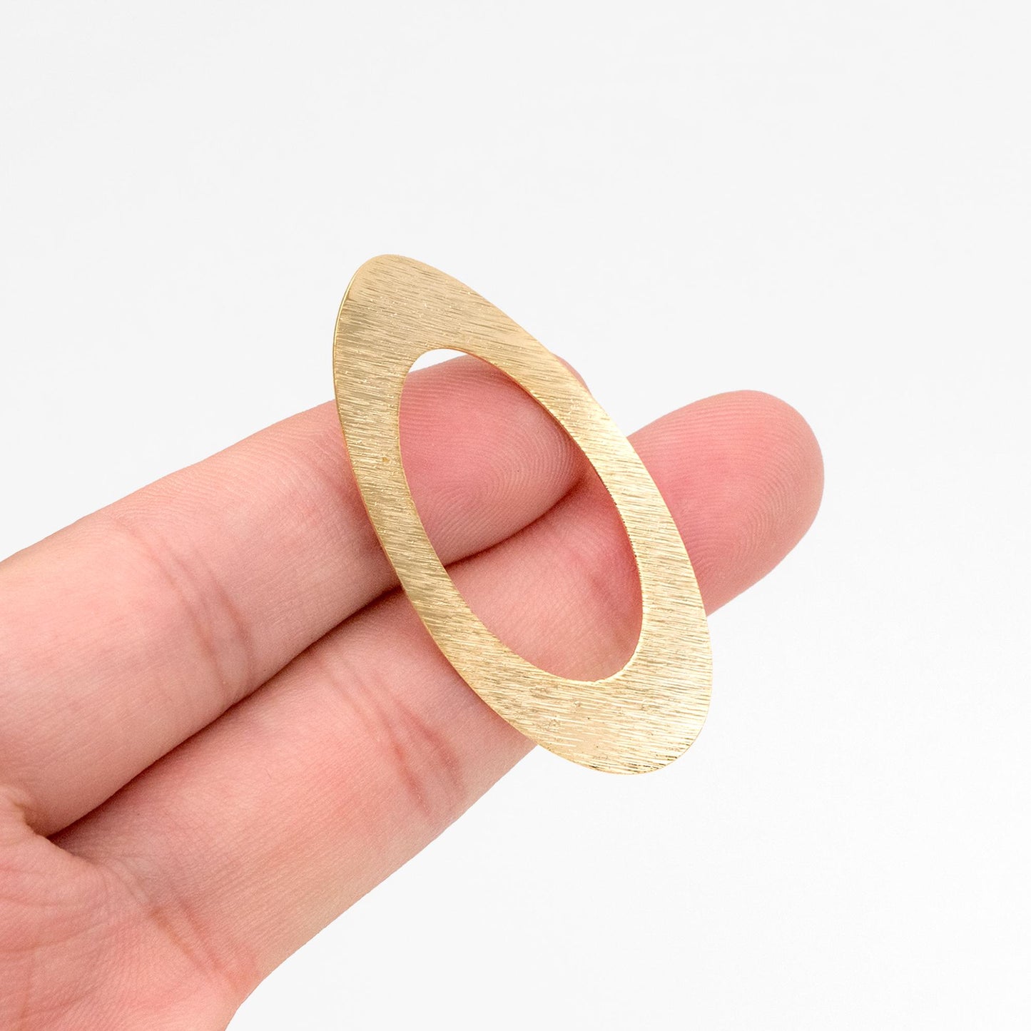 10pcs Brushed Gold Oval Pendants 46x23mm, 18K Gold plated Brass, Geometric Oval Circle Charms (GB-3817-O)