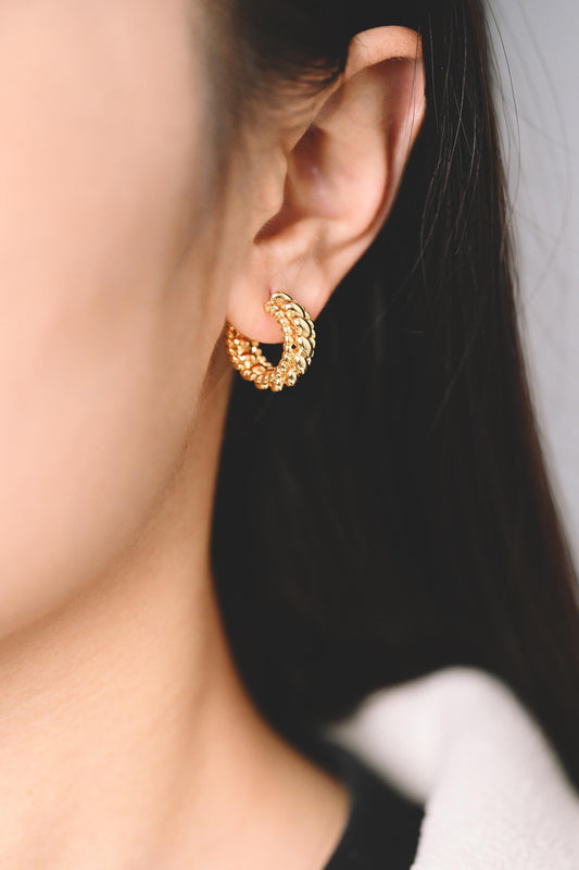 10pcs Gold Round Circle Ear Posts 17mm, Gold plated Brass, Geometric Hoop Stud Earrings (GB-2052)