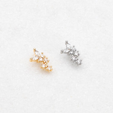 10pcs CZ Pave Gold/ Silver Butterfly Earrings, Gold/ Rhodium Plated Brass, Dianty Butterfly Stud Earrings (GB-4335-B)