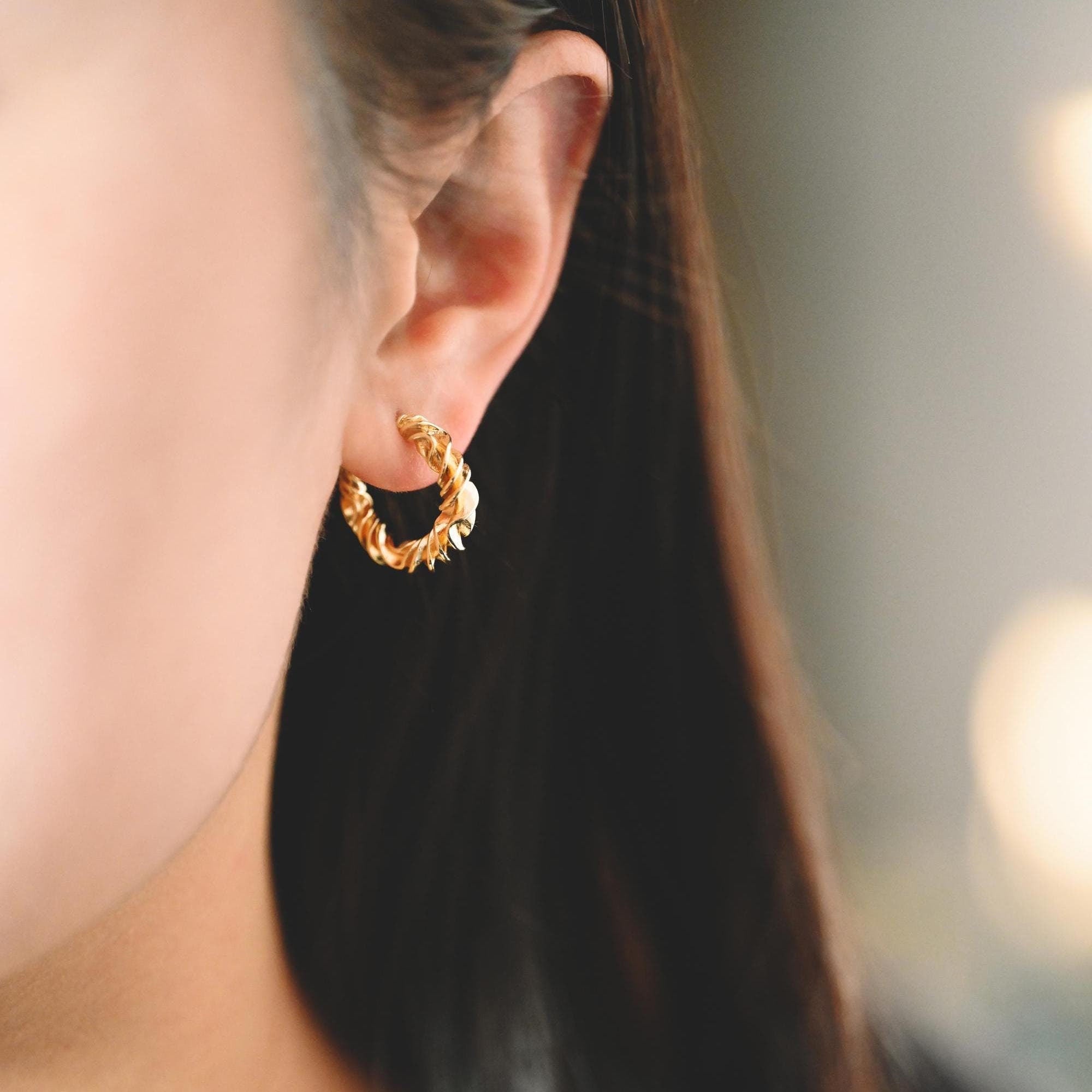 10pcs Gold Earring Studs 20mm, 18K Gold plated Brass, Round Circle Earring (GB-2146)