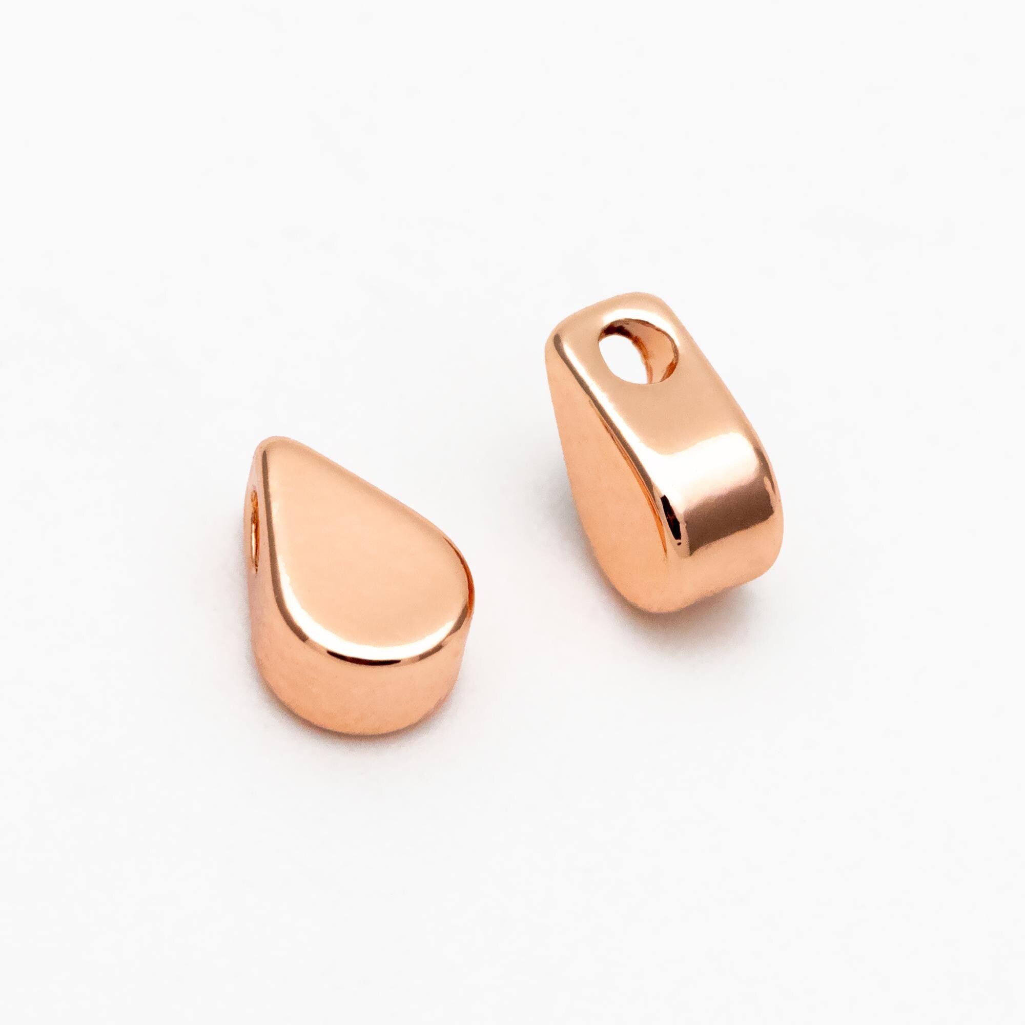 10pcs Mini Gold/ Silver/ Rose Gold Teardrop Charms 6mm, Gold/ Rhodium plated Brass Leaf Beads (GB-088)