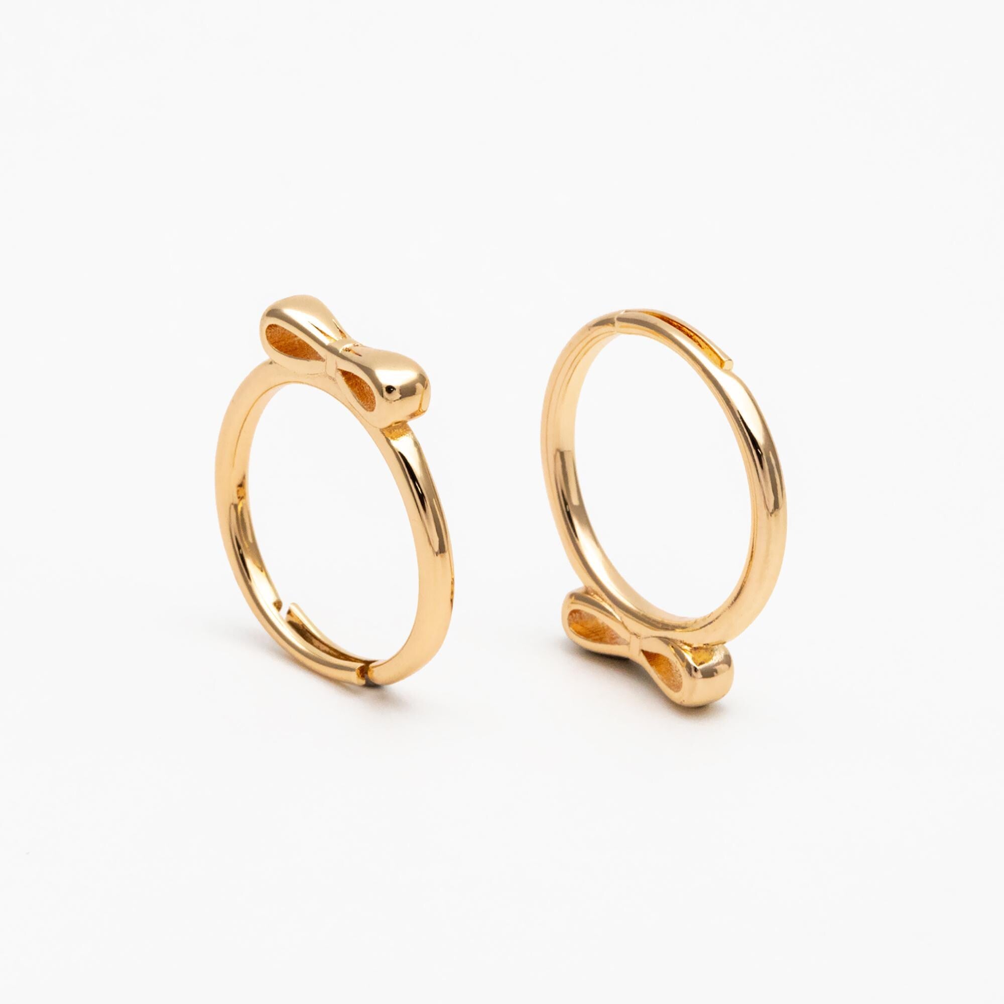4pcs Gold/ Silver Tone Bowknot Ring, Thin Ring, Everyday Ring, Fashion Rings, Dainty Rings, Adjustable Ring (#GB-4617)