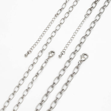 Dainty Gold/ Silver Oval Cable Chains 4/ 4.7mm, Finished Bracelet/ Anklet/ Necklace with Extender Chain, Ready to Wear (#LK-329)