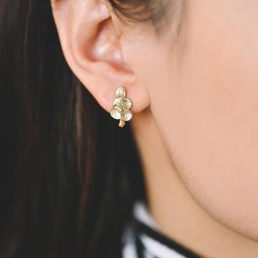 10pcs Gold Brushed Leaf Earring with A Loop 15x9mm, Gold Plated Brass Tree Stud Earrings, DIY Ear Findings (GB-4003)