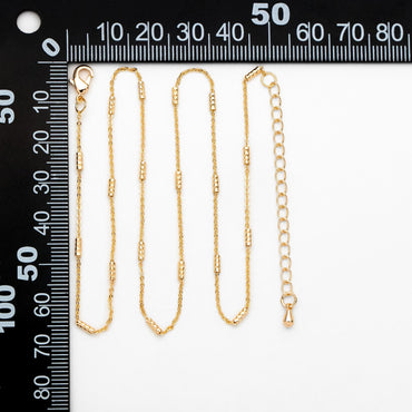 Gold/ Silver Tone Tube Beaded Chains, Finished Bracelet/ Anklet/ Necklace with Extender Chain, Ready to Wear (#LK-127)