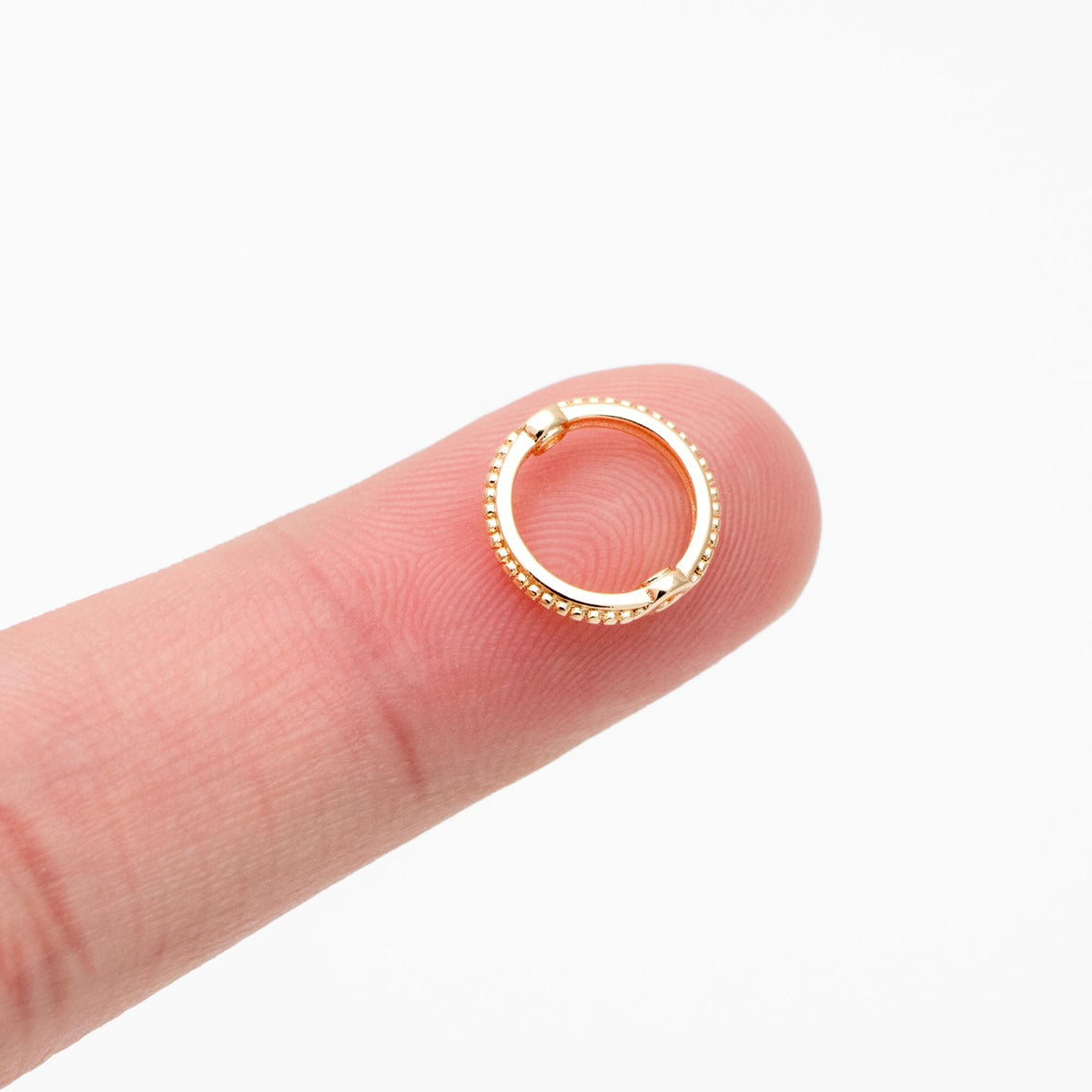 10pcs Gold Round Bead Frame Charms, Gold plated Brass Ring Connectors (GB-112-B)