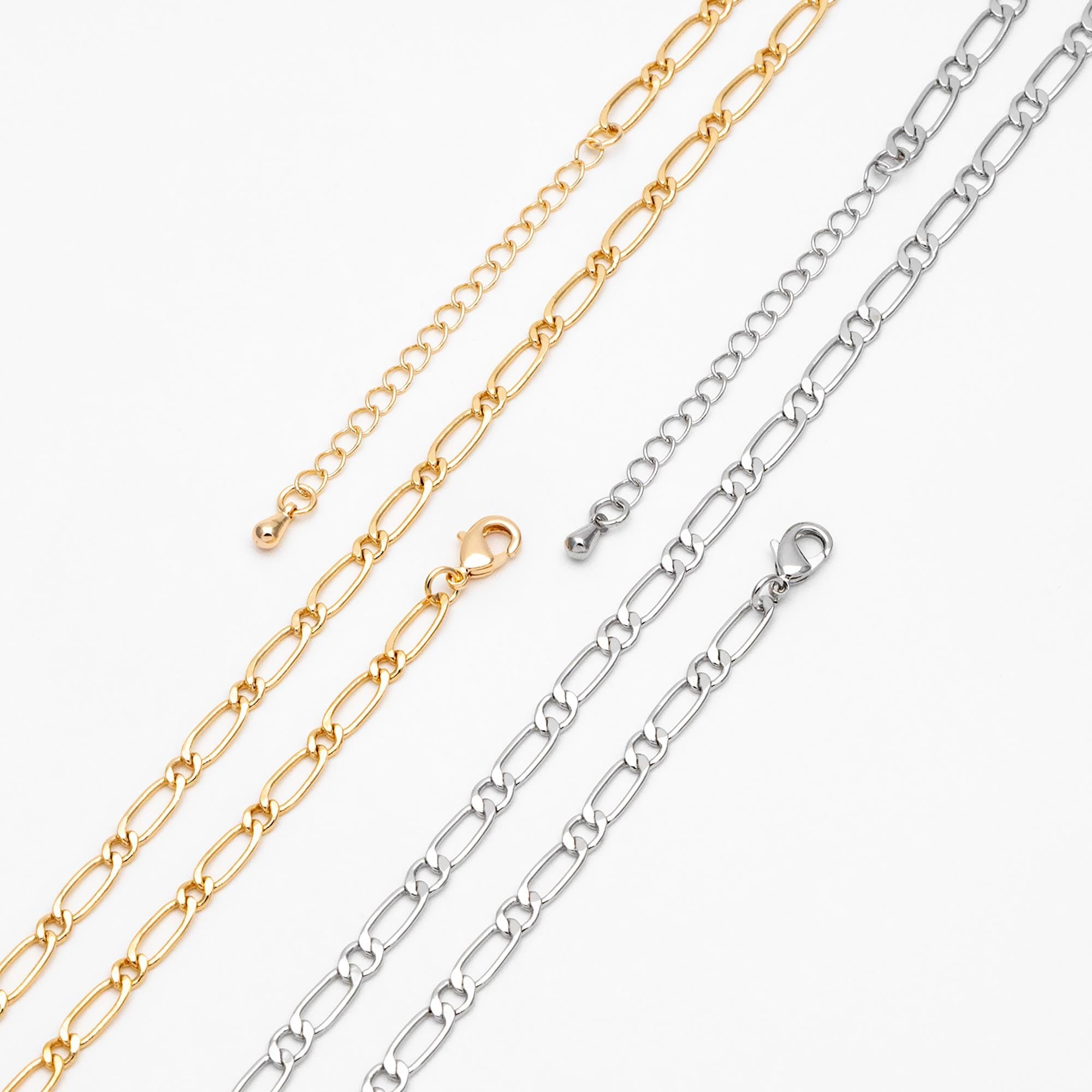 Gold/ Silver Tone Oval Cable Chains, Finished Necklace with Extender Chain, Ready to Wear, 18-21 Inch Adjustable (#LK-384)