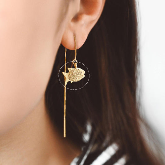 10pcs Gold Fish Charms, Gold Plated Brass, Fish Pendants (GB-3936-D)