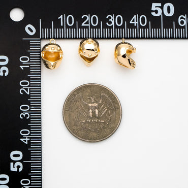 4pcs Gold Motorcycle Helmet Charms, 18K Gold Plated Brass, 3D Helmet Pendants (GB-4621)