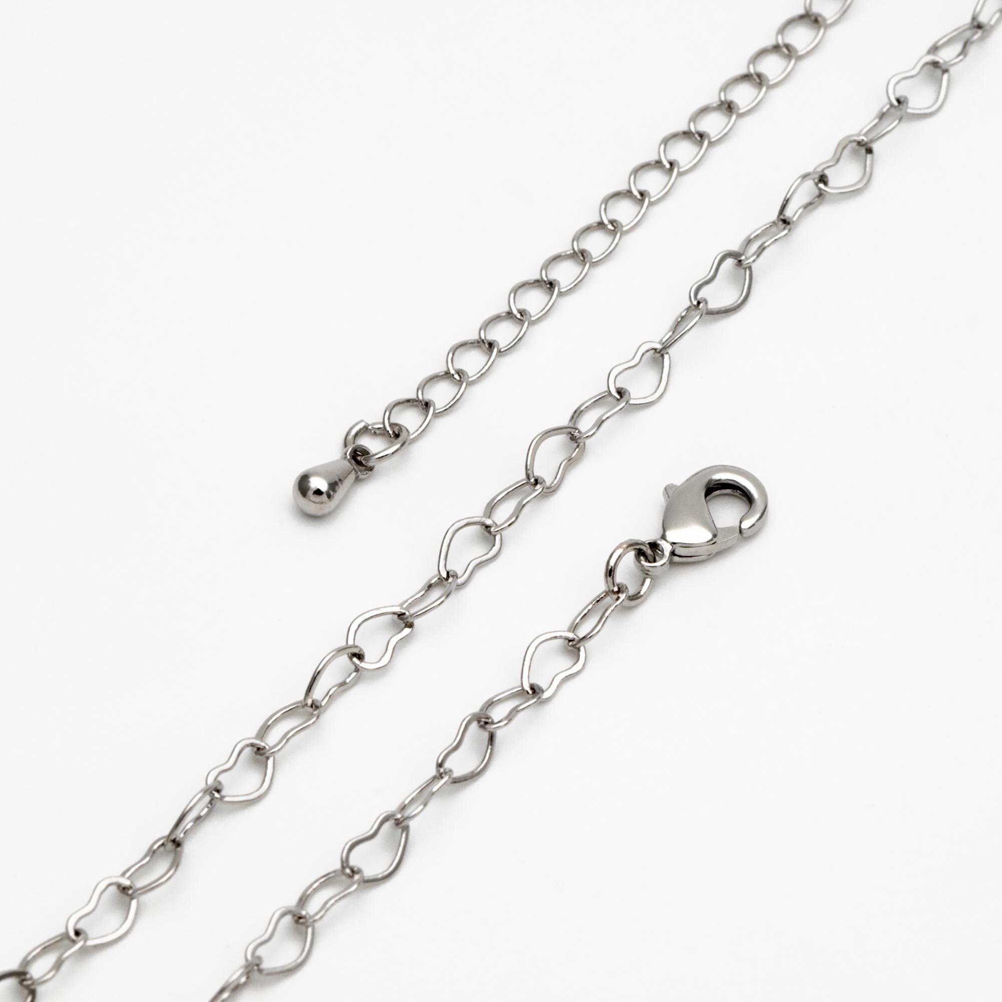Gold/ Silver/ Rose Gold Heart Chains, Finished Bracelet/ Anklet/ Necklace with Extender Chain, Gold plated Brass, Ready to Wear (#LK-105)