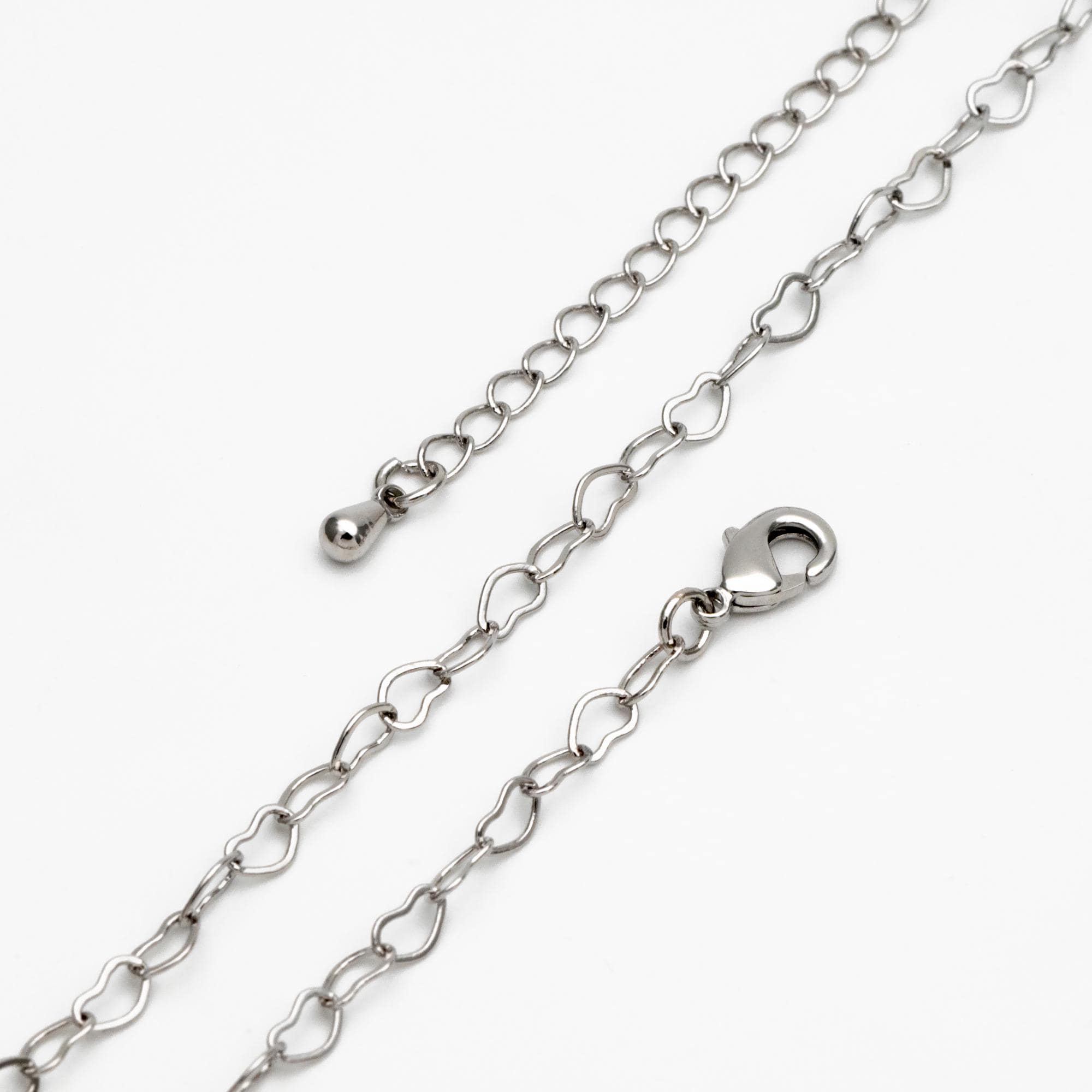 Gold/ Silver/ Rose Gold Heart Chains, Finished Bracelet/ Anklet/ Necklace with Extender Chain, Gold plated Brass, Ready to Wear (#LK-105)