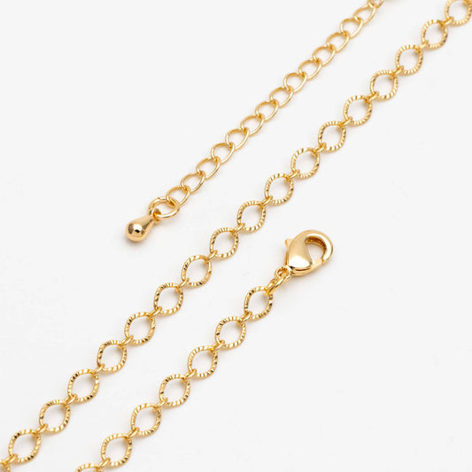 Gold/ Silver tone Flat Oval Cable Chains 4mm, Finished Bracelet/ Anklet/ Necklace with Extender Chain, Ready to Wear (#LK-238)