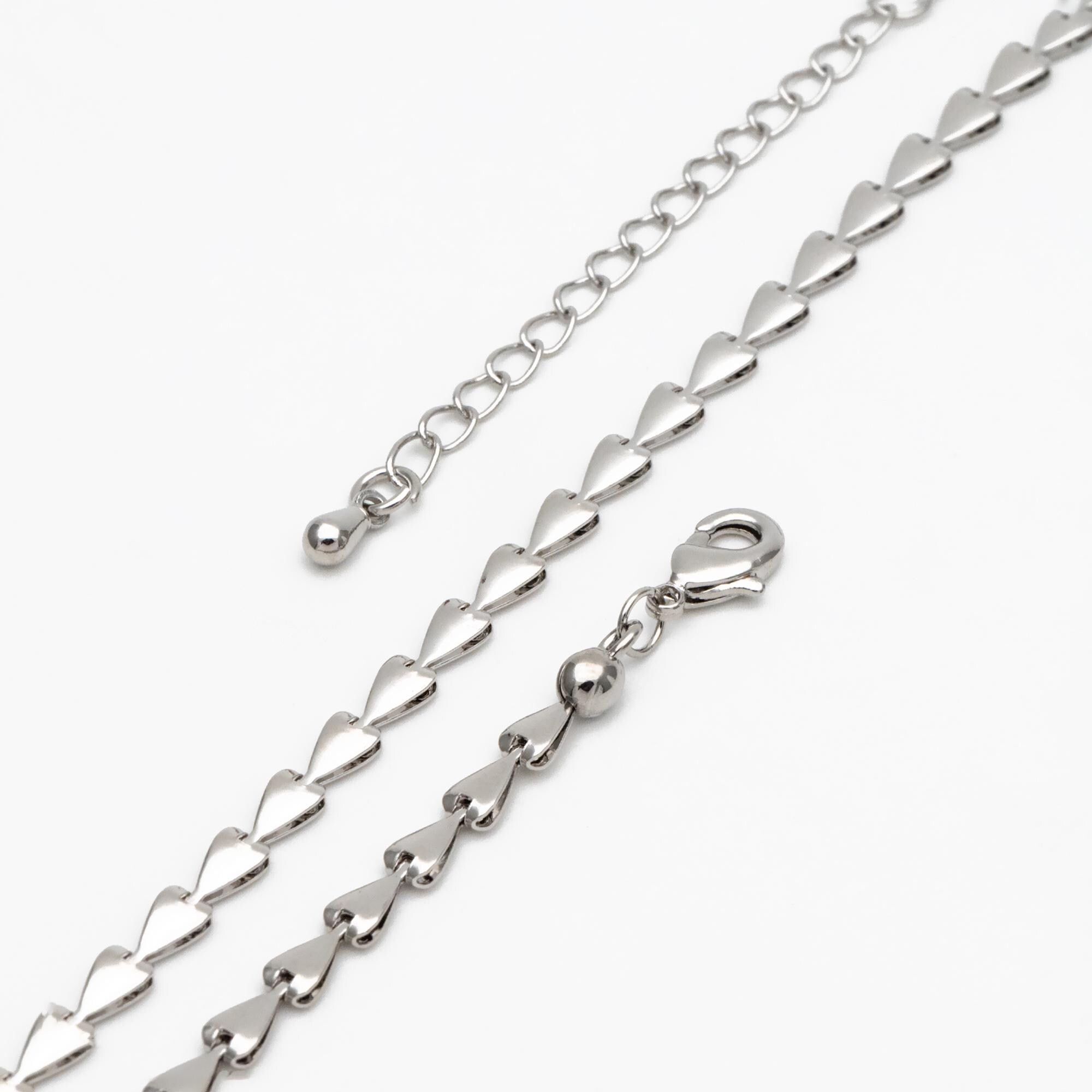 Gold/ Silver Tone Triangle Chain 3mm, Finished Bracelet/ Anklet/ Necklace with Extender Chain, Ready to Wear (#LK-239)