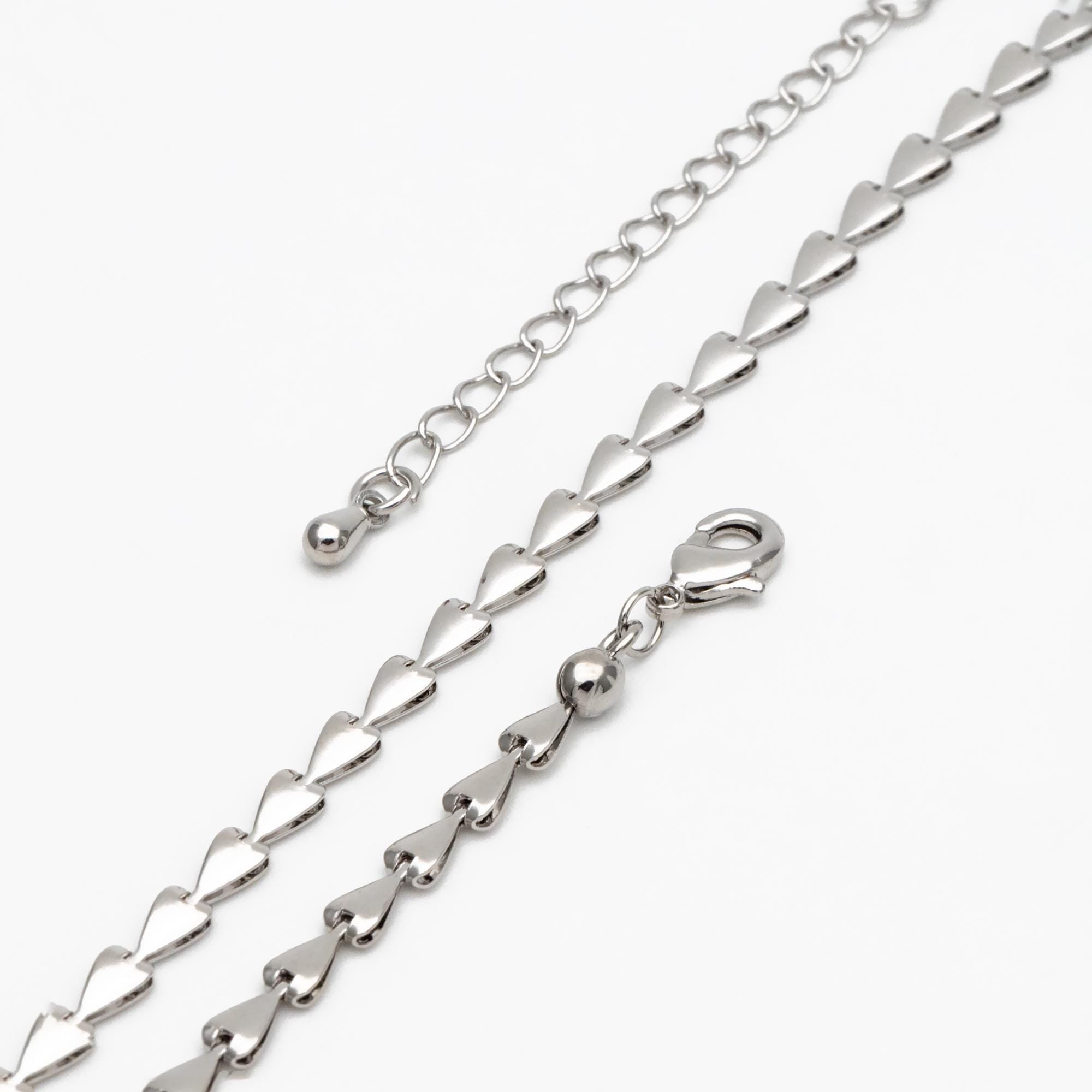 Gold/ Silver Tone Triangle Chain 3mm, Finished Bracelet/ Anklet/ Necklace with Extender Chain, Ready to Wear (#LK-239)