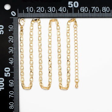 Gold plated Brass Floral Specialty Chain 3mm, Finished Bracelet/ Anklet/ Necklace with Extender Chain, Ready to Wear (#LK-324)