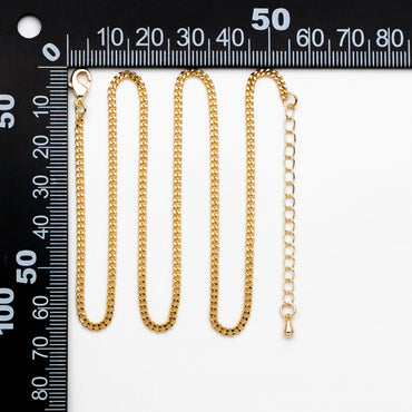 Gold/ Silver Tone Curb Chain 2mm, Finished Bracelet/ Anklet/ Necklace with Extender Chain, Ready to Wear (#LK-447)