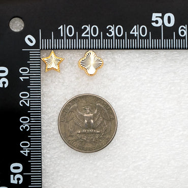 10pcs Gold/ Silver Tone Star/ Clover Earrings, Real Gold/ Rhodium plated Brass, Geometric Earring Studs (GB-4619)