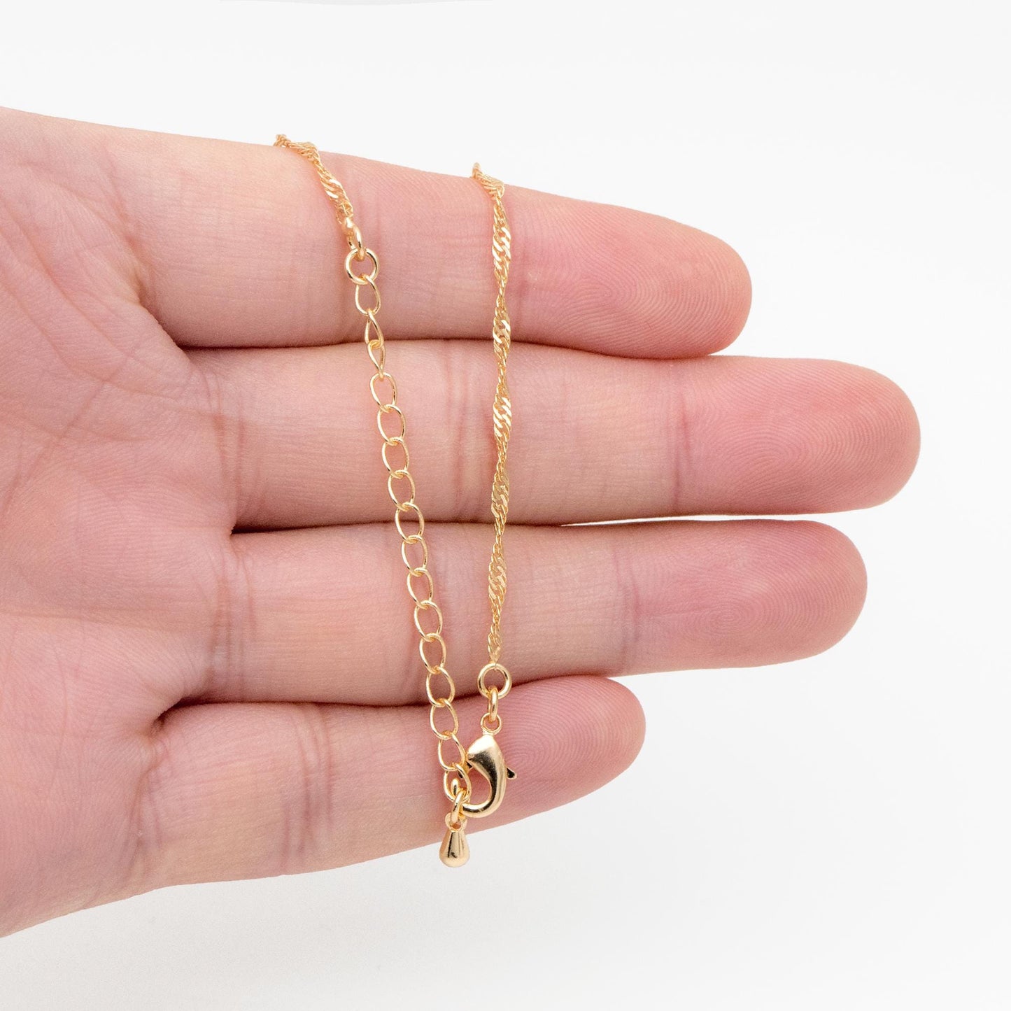Gold Twisted Chain 1.8mm, Finished Necklace with Extender Chain, 18K Gold plated Brass, Ready to Wear 18-20 Inch (#LK-427-45)