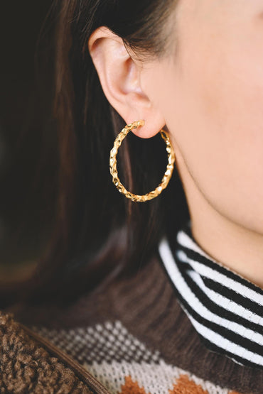 4pcs Gold/ Silver Round Hoop Earrings 40mm, Gold/ Rhodium Plated Brass Earring, Leverback Ear Hooks (GB-3985)