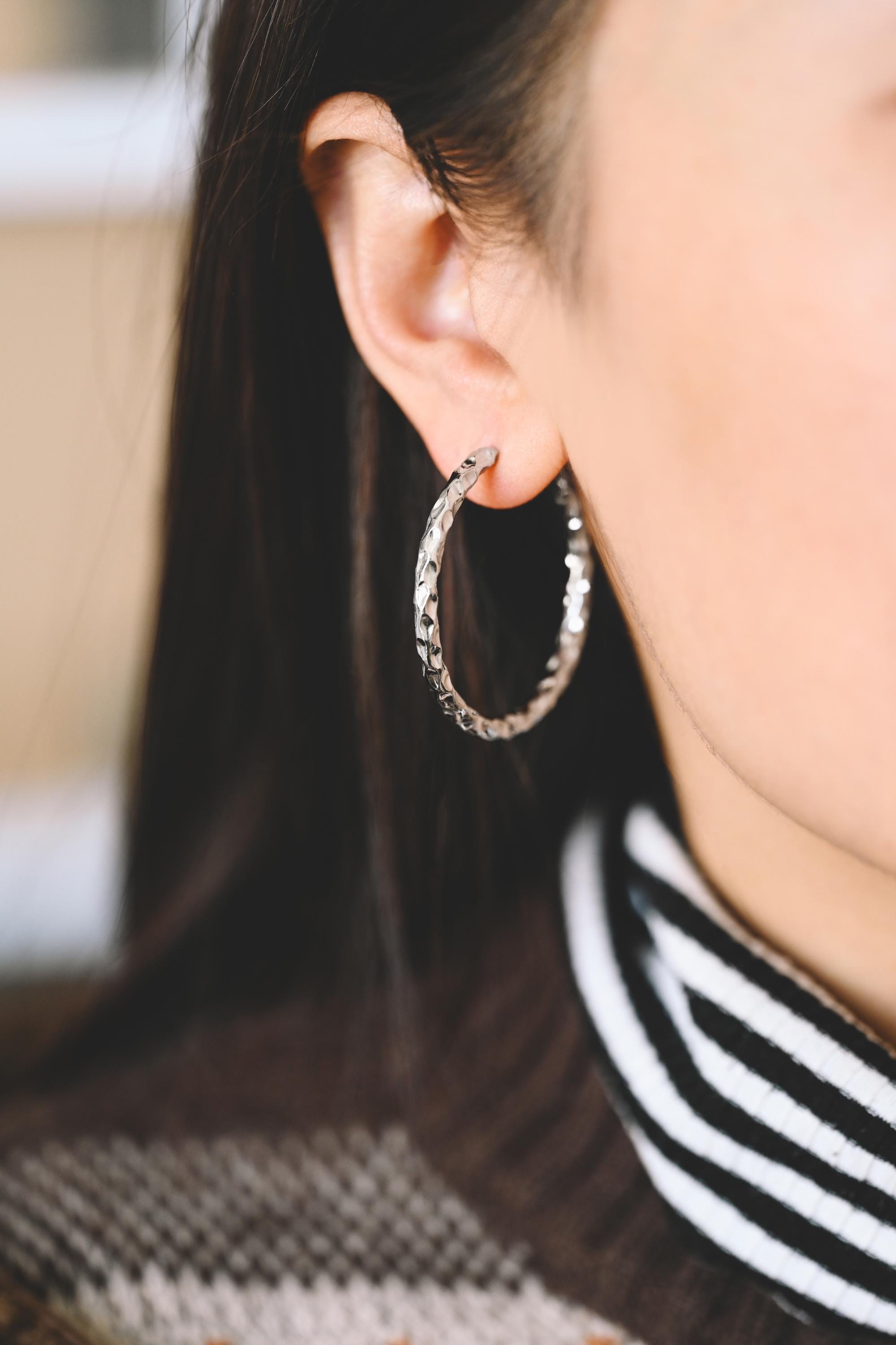 4pcs Gold/ Silver Round Hoop Earrings 40mm, Gold/ Rhodium Plated Brass Earring, Leverback Ear Hooks (GB-3985)